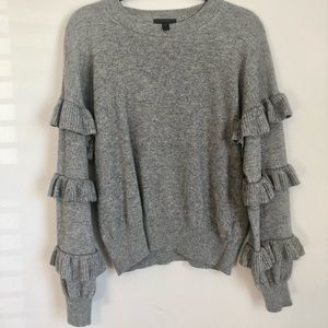 J. Crew grey ruffle sleeve sweater